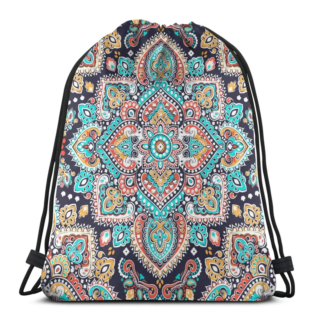 

Floral Paisley Medallion Ethnic Mandala Backpack Bag Outdoor Fitness Drawstring Beam Mouth Backpack Sports Bag Women Bags 2020
