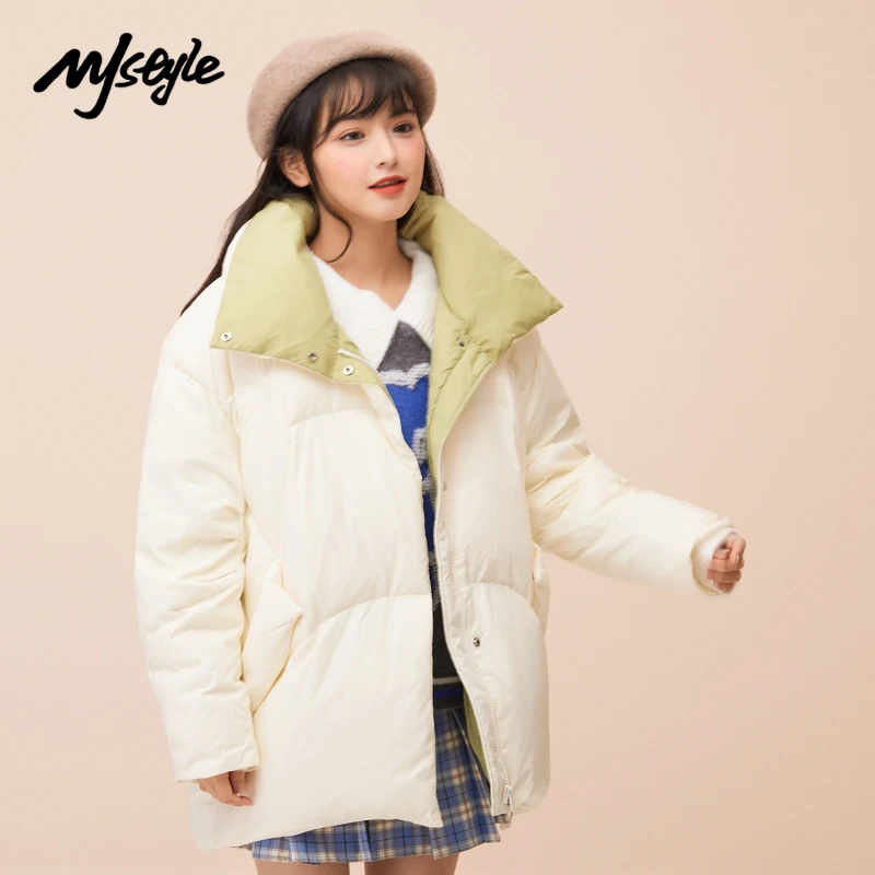 

MJstyle 2021 Winter Women's 90% White Duck Down Christmas Clothing INS Fashion White Puffer Down Jacket 821170070