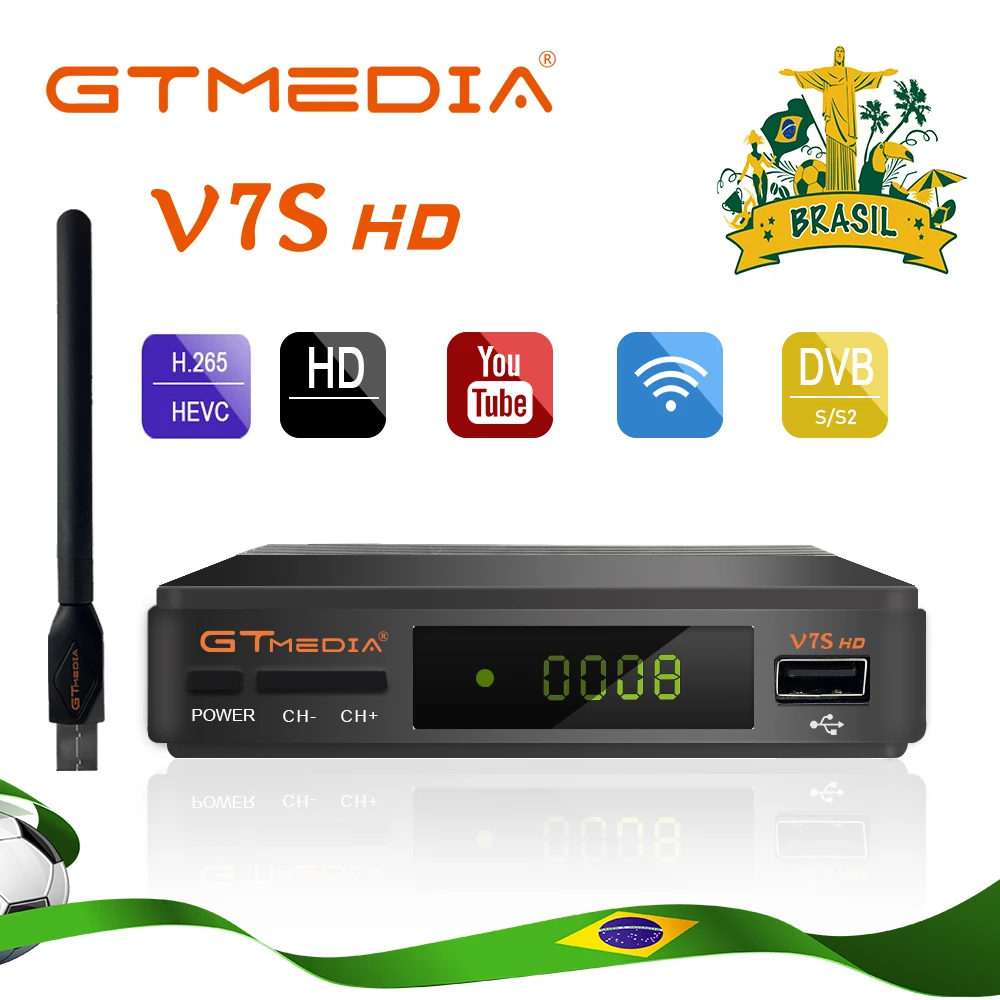 Бразилия горячей DVB-S2 gtmedia v7s hd с USB WI-FI FTA ТВ спутниковый ресивер Supoort Powervu ключи