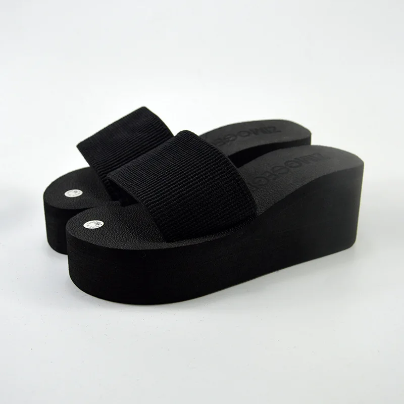 

Summer 7cm slippers high heeled slope heel muffin bottom herringbone slipper hand made flower beach shoes