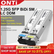 ONTi Gigabit SFP Module SM LC WDM 1.25G Bidi Single Mode Fiber Optical Transceiver Compatible with Cisco Switch