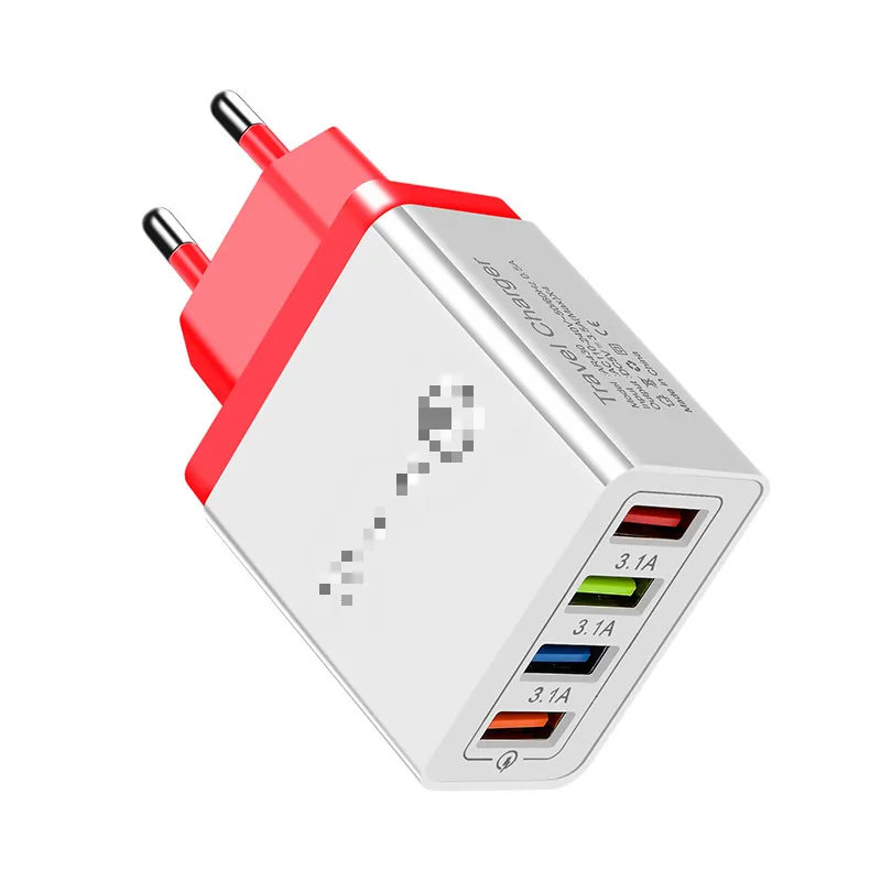 CinkeyPro зарядное устройство с 4 портами USB для Samsung/iPhone/Huawei стены мобильного телефона 5 V/3.5A Универсальный адаптер быстрой зарядки - Тип штекера: 4-Ports Red