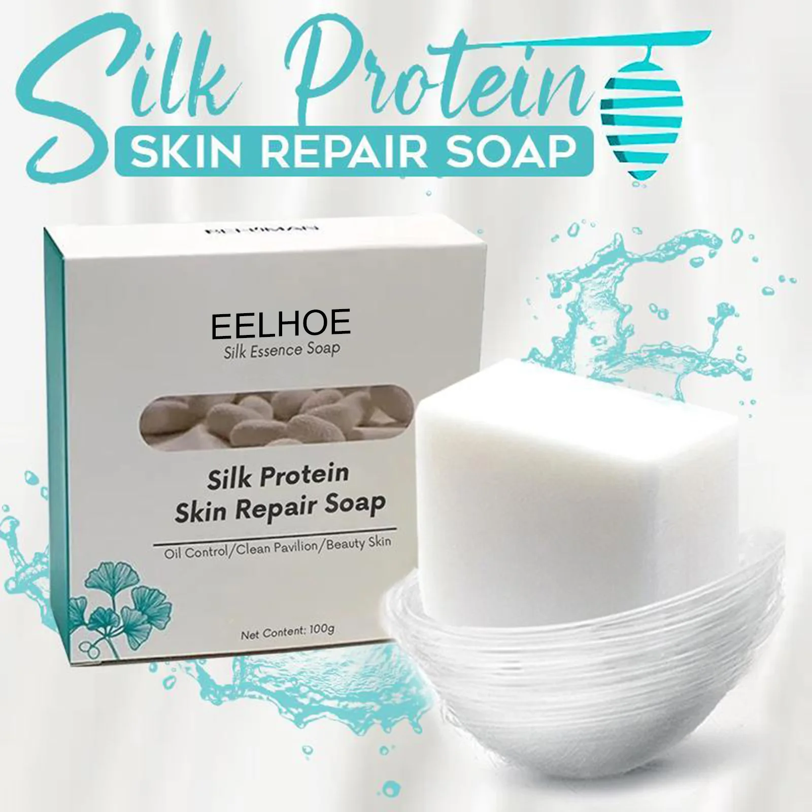 

100g Silk Protein Skin Repair Facial Cleaning Soap Remove Mites Blackheads Handmade Soap Oil Control Bath Use Skin Care