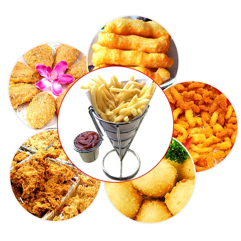 

Snack Display Stand Two Cups Durable Chip Stand Holder Fries Display Rack 14.5x10cm Stand Di Patatine Fritte