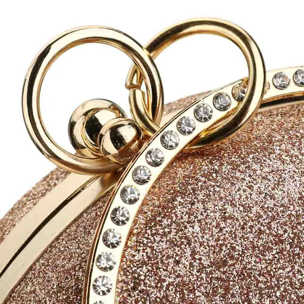 2020 Women Party Bags Wedding Evening Clutch Circular Chain Round Bag Purses Crossbody Shoulder Gold Gillter Handbag | Багаж и сумки