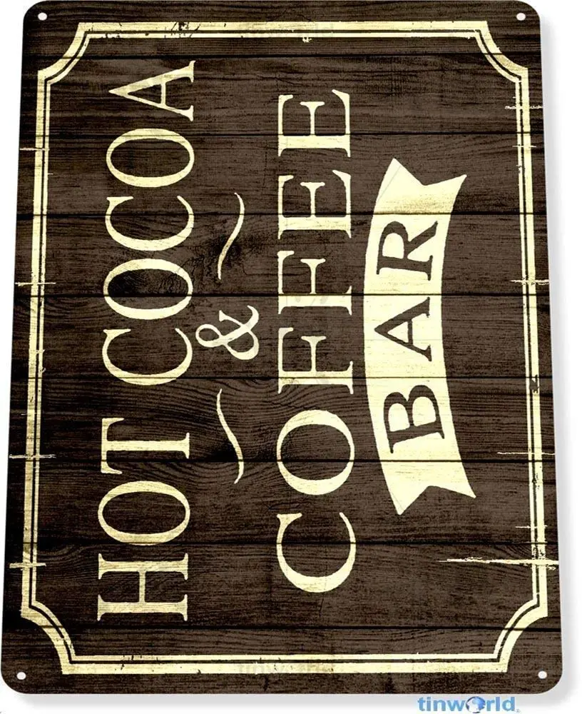 

Hot Cocoa Coffee Rustic D&Eacute Retro Metal Tin Sign Plaque Poster Wall Decor Art Shabby Chic Gift
