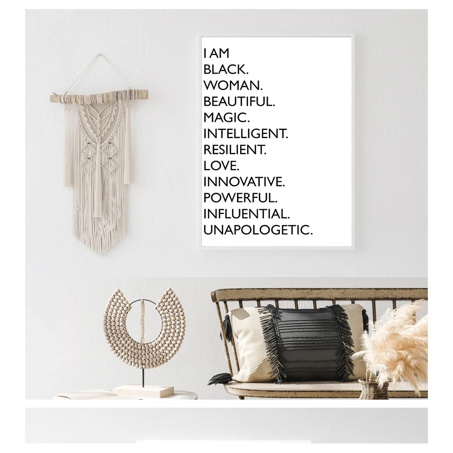 Черно-белые афроамериканские женские постеры и принты скандинавские настенные