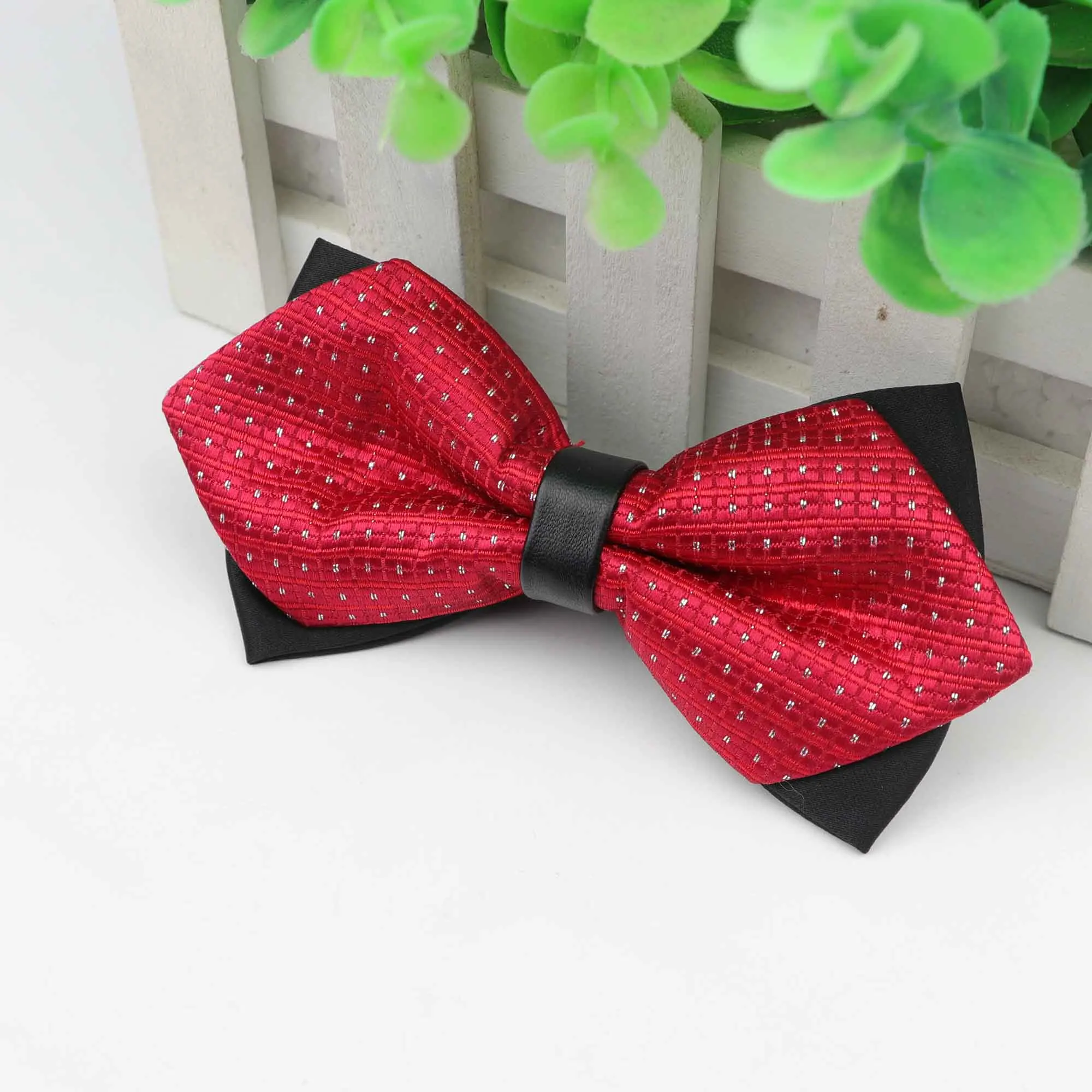 8 Men Leather Buckle Bowtie Plaid Butterfly Knot Mens Accessories Luxurious Bow Tie Black Cravat Formal Suit Wedding Ceremony Ties - Цвет: 8