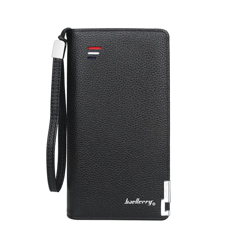 Бумажник Baellerry для телефона мужской деловой Длинный кошелек на молнии с ремешком