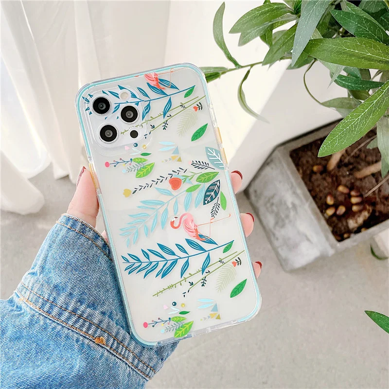 

100 шт./лот волнистый точечный чехол для iPhone 11 12 ProMax, красивые цветы, мягкий чехол из ТПУ для iphone XS Max XR X Mini 7 8 Plus SE 2020