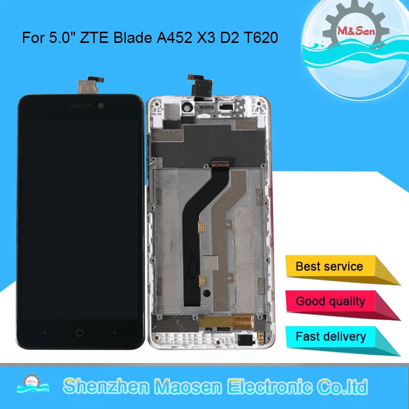 M& Sen для 5," zte Blade A452 X3 D2 T620 ЖК-дисплей с рамкой+ сенсорная панель дигитайзер для zte Blade A452 дисплей