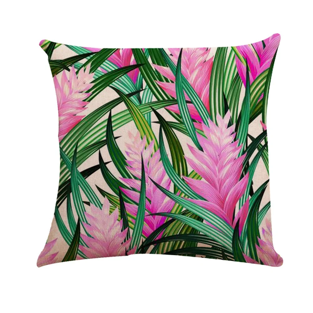 

Rustic Style Cushion Cover Tropical Plant Printed Decorative Throw Pillow Case Bedroom Waist Pillow Case Decorative