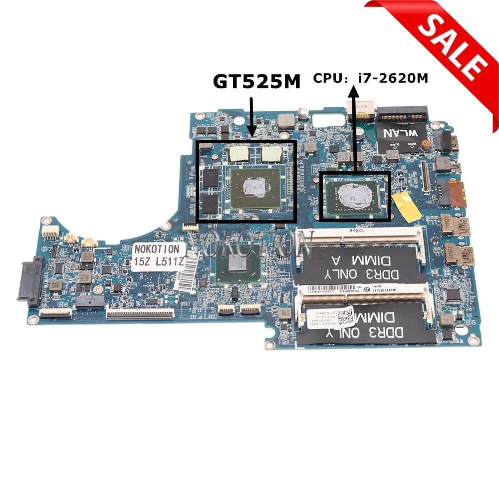 NOKOTION CN-05RPKT 05RPKT DASS8BMBAE1 Для материнской платы ноутбука Dell XPS 15z L511z с процессором SR041 i7-2620M CPU GT525M on.
