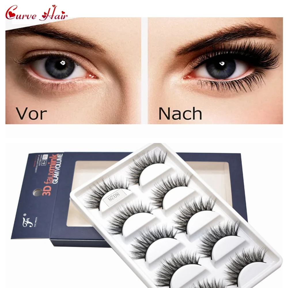 

5 Pairs Eyelash-Extensions 3D Faux Mink Eyelashes Makeup Lashes Thick Fluffy Hot Style Eyelash Full Volum Silk C Curl Eyelashes