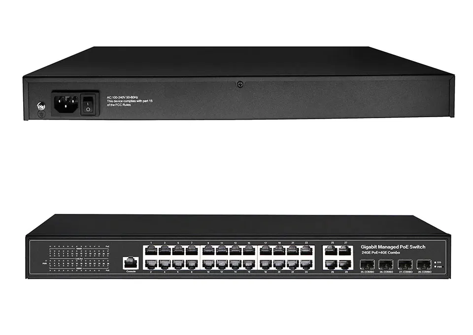 16 портов 24 порта гигабитный коммутатор PoE Ethernet коммутатор управляемый коммутатор PoE 48 В с 2 гигабитными слотами SFP IGMP VLAN управляемый коммутатор PoE