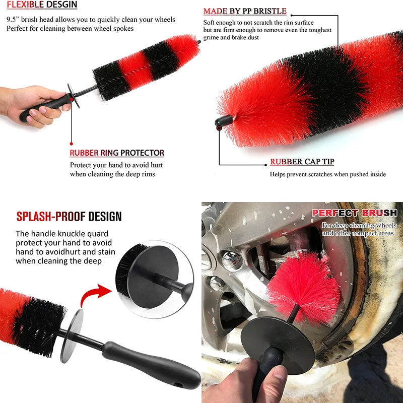 2 шт. аксессуары для мойки автомобильных шин с нескользящей длинной ручкой |