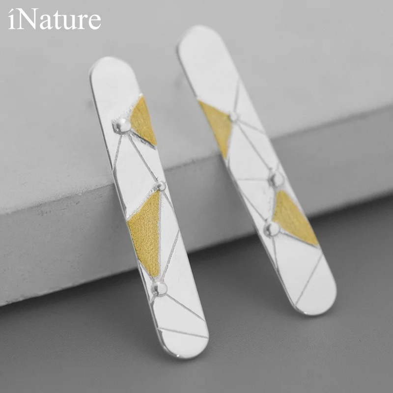 Женские серьги-гвоздики геометрической формы из серебра 925 пробы | Украшения и