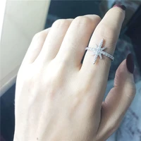 new fashion jewelry character creative copper zircon mouth ring simplicity atmosphere engagement ring