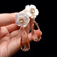 luxury beautiful shell flower earring for womancubic zirconia large stud earrings wedding party earrings