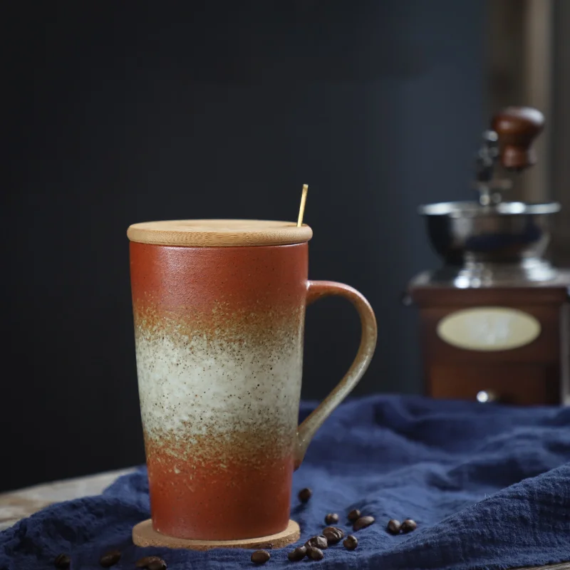 Керамическая кружка с крышкой креативная индивидуальная трендовая большая