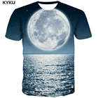 Мужская футболка с коротким рукавом KYKU, Приталенная футболка в стиле Харадзюку, с 3D-принтом Морского Пейзажа и галактики, большие размеры, лето 2019