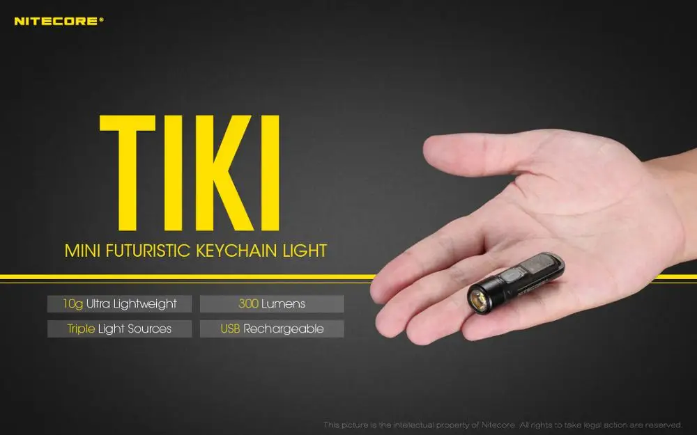 NITECORE тики LE мини футуристический брелок Светильник зарядка через USB ультратонкое