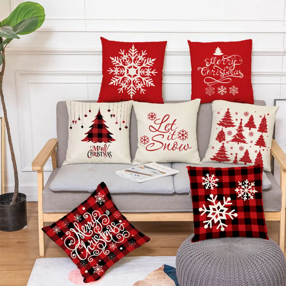 

45x45cm Christmas Pillowcase Cartoon Santa Claus Elk 2022 Christmas Decor for Home Merry Christmas Ornament Navidad Xmas Gifts