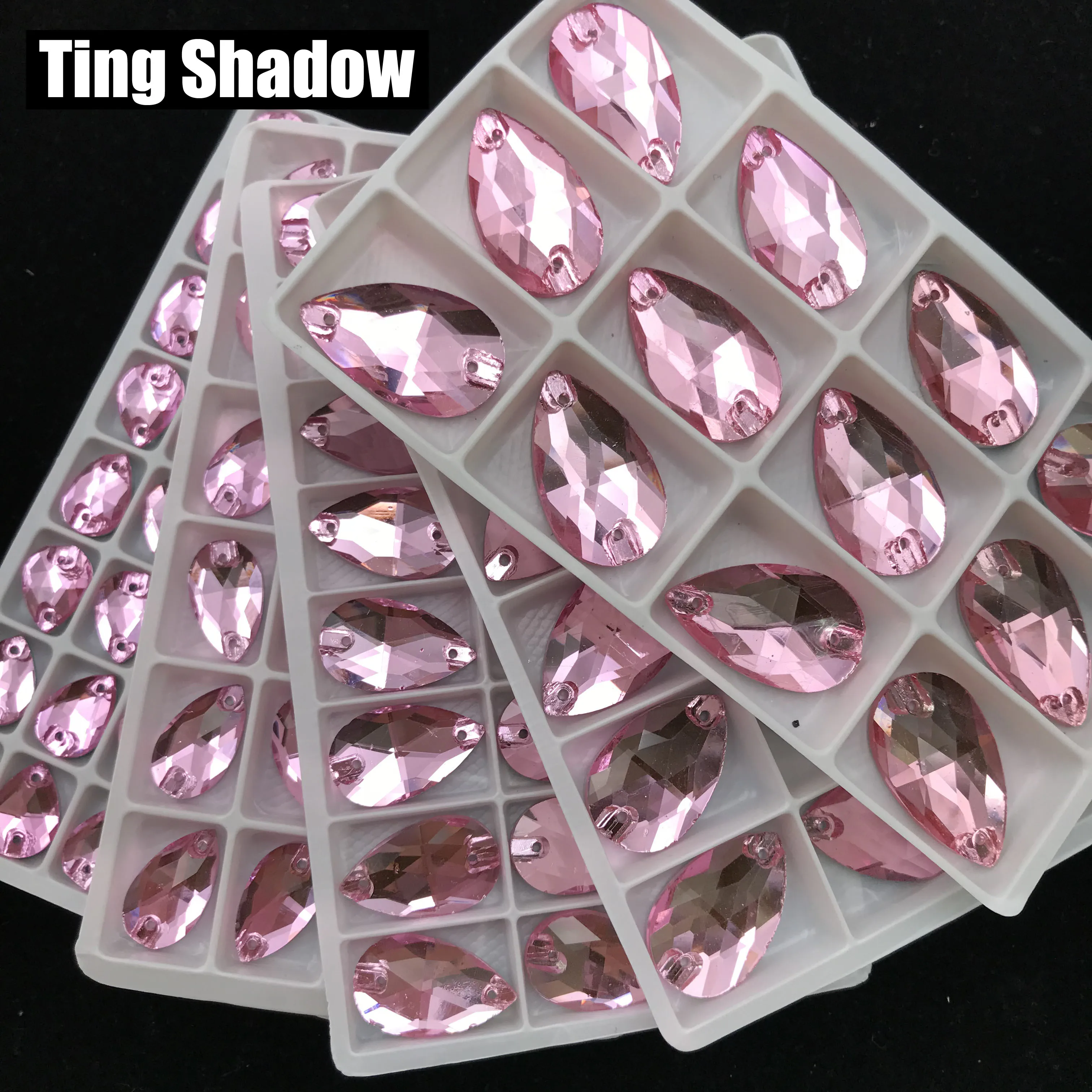 Розовые Капли стекло кристалл для нашивки Стразы Flatback с отверстием свадебные