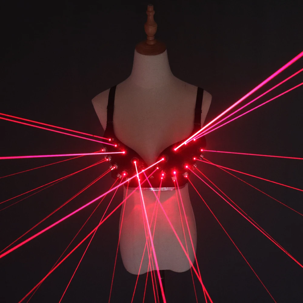 Fashion Red Laser Luminous Sexy Lady Bra Show Stage Costumes For Singer Dancer Nightclub Performers |