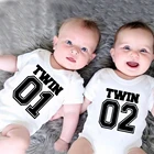 Комбинезон для новорожденных Twin 01 02, комбинезон для маленьких мальчиков и девочек, комбинезон для детей, нейтральный наряд для детей, двойной подарок