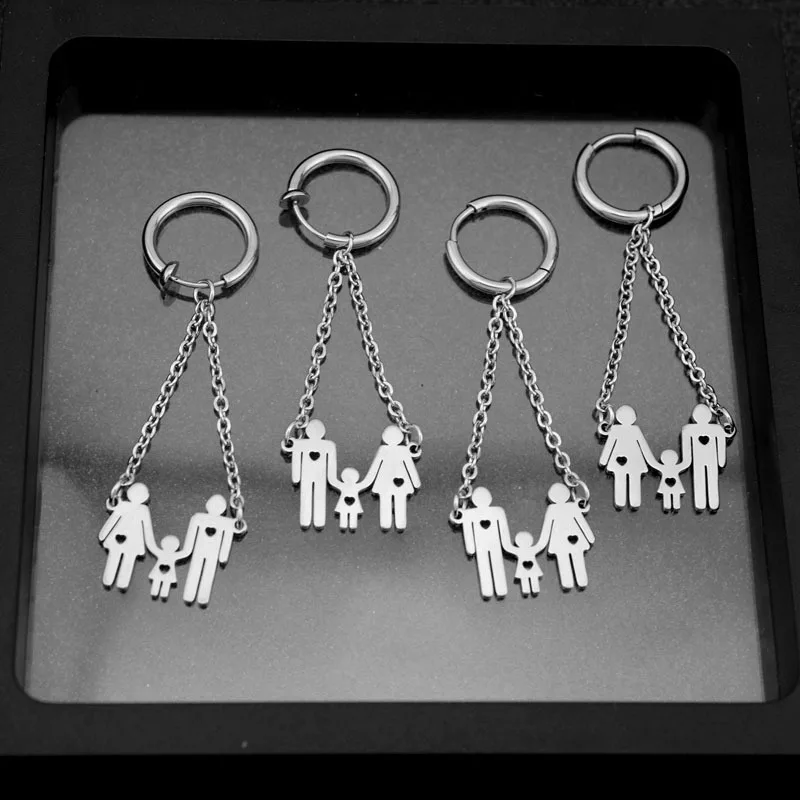 

Stainless Steel Jewelry Supply 2021 New Happy Family Tassel Earrings Without Pierced Spring Ear Clips Wholesale korean fashion