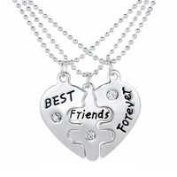 lovers collier bff statement necklace 3 pcs best friends forever necklaces colar friendship heart charm pendent gift for girls