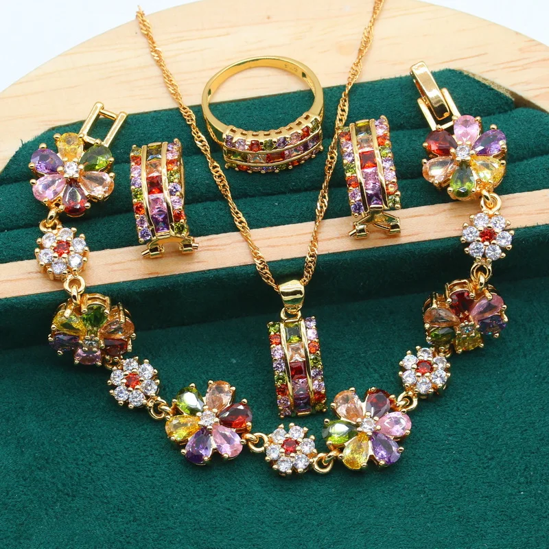 

Женский ювелирный комплект из колье и серёг, с цирконом