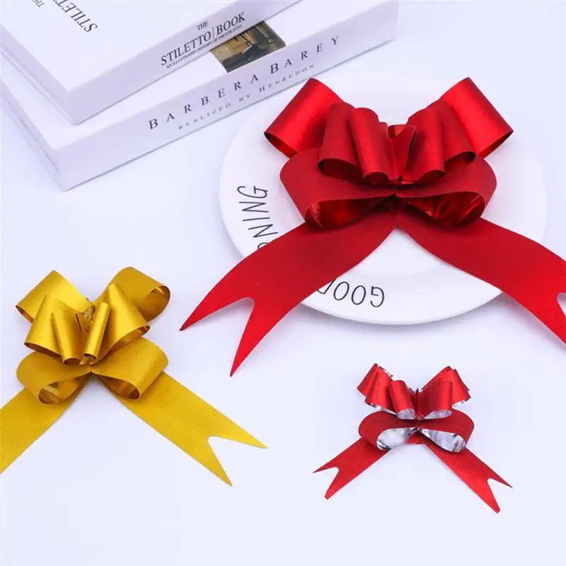 

50Pcs 9cm Pull Bowknots with Snowflake Pattern Christmas Decorative Pull Bowknots Gift Box Pull Bows Bowknot Ribbon (Red)