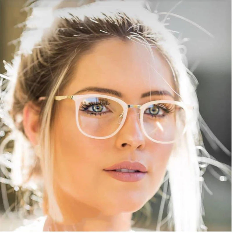 Модные Розовые Квадратные очки оправа для женщин и мужчин винтажные прозрачные