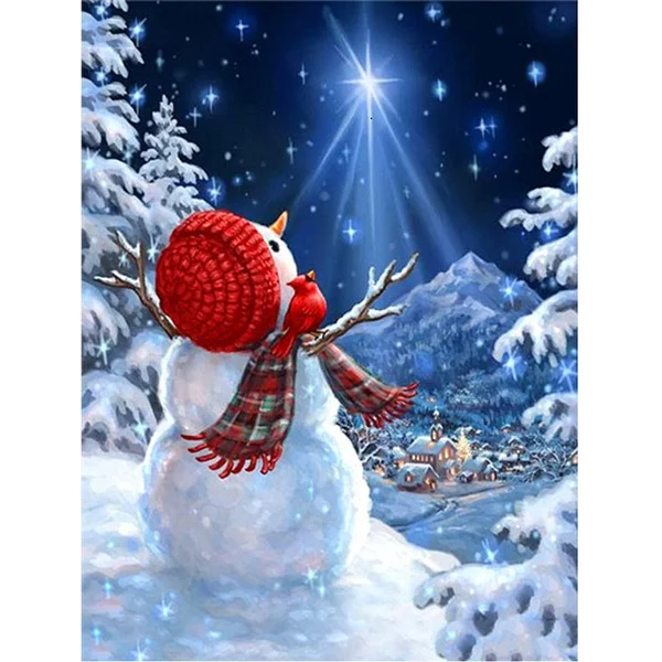 

Senyu Art 5D алмазная живопись «сделай сам», милый Рождественский Снеговик, вышивка крестиком, круглая или искусственная вышивка