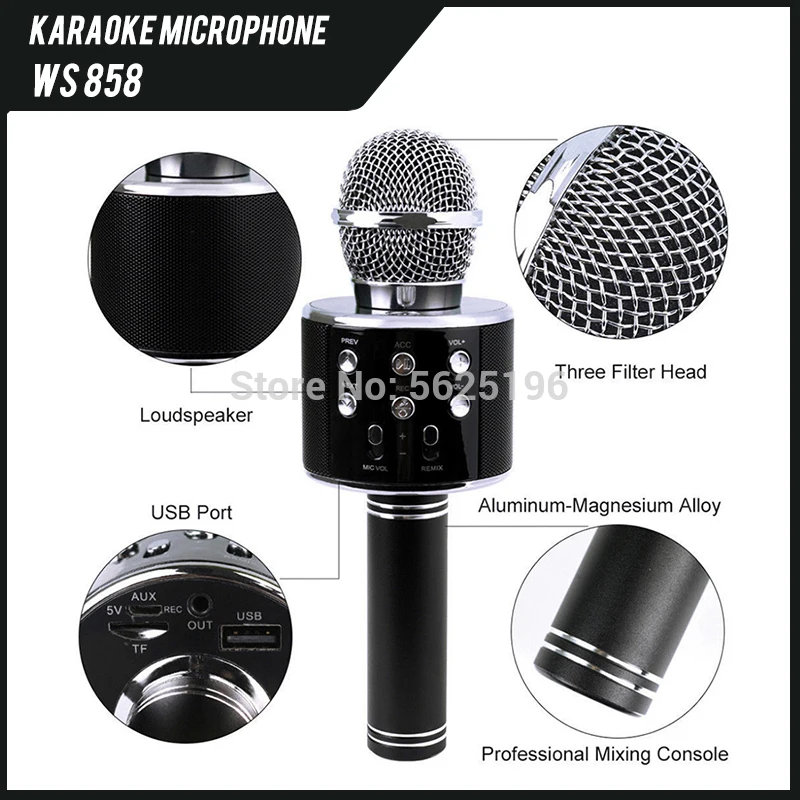 Engot Bluetooth Karaoke Microphone Wirless Mic USB With Speaker Music Player Sound Recorder For Home KTV | Электроника