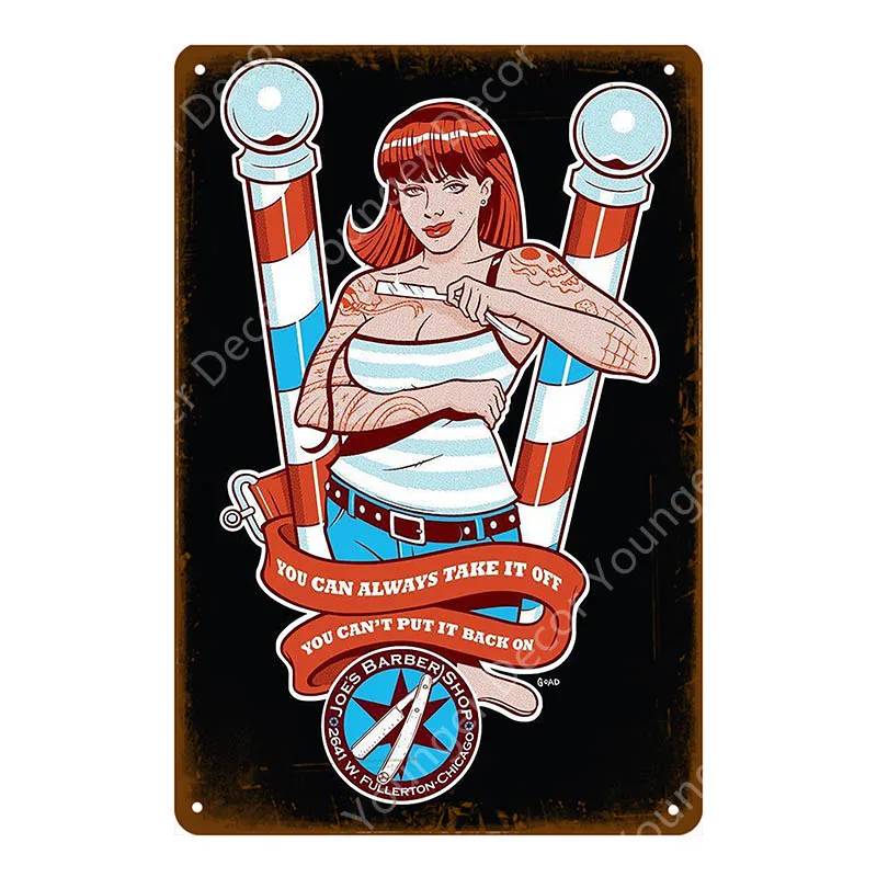 Barber Shop Metal Signs Haircuts And Shaves Advertising Decorative Board Home Wall Decor Hairdresser Gift Vintage Poster YI-165 - Цвет: YD7800BI