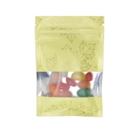 100pcs matte yellow heat sealable flat zip lock aluminum foil bag with clear window self seal mylar foil food bag with zipper
