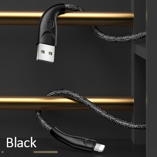 Зарядный кабель для iPhone X 8 7 6s Plus USAMS USB зарядное устройство кабель для передачи данных USB шнур Адаптер для iPhone 6 7 XS телефон - Цвет: Black
