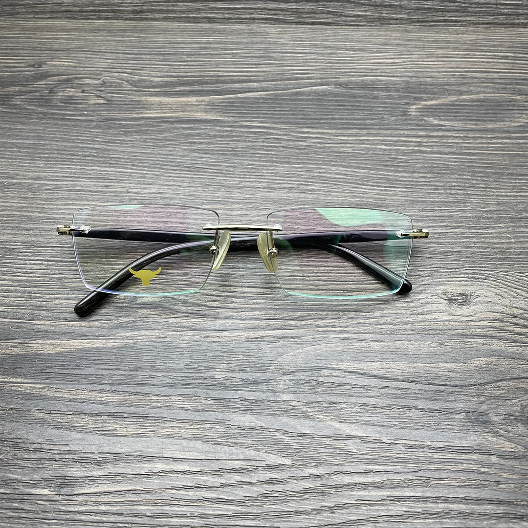 Top Quality Buffalo Horn Rimless Titanium Glasses Men Business Screwless Eyeglasses Frame Unique Handmade Rectangle Eyewear