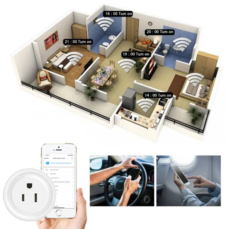 Новинка 2018 умная розетка с Wi-Fi американская вилка мобильное приложение