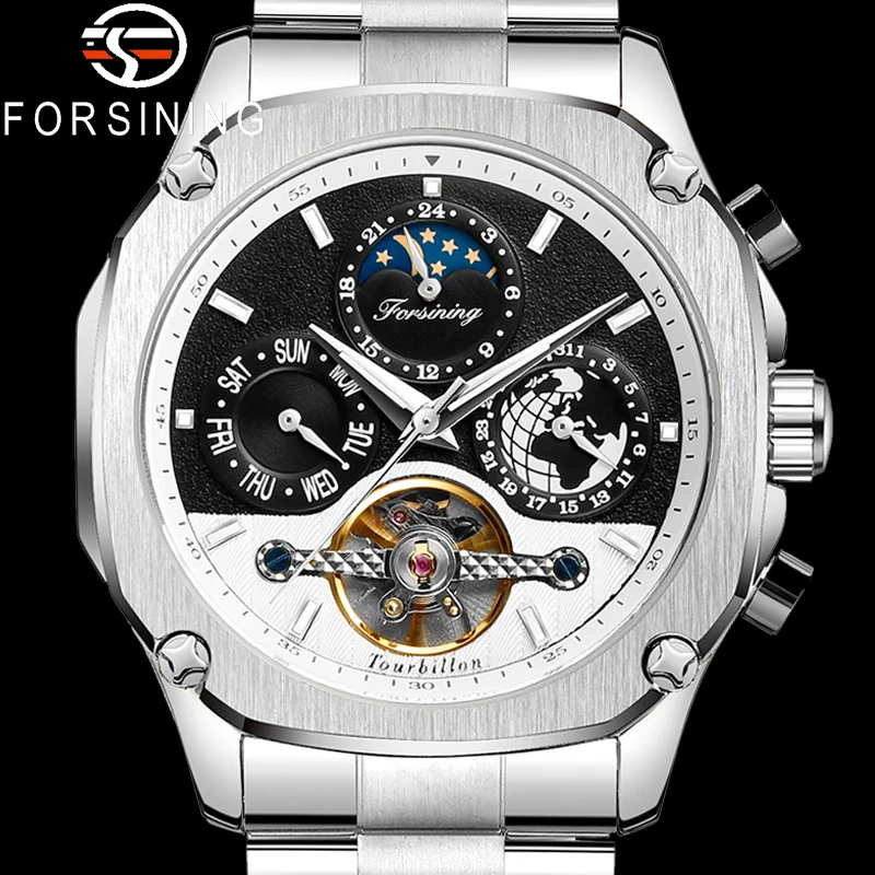 FORSINING Tourbillon автоматические механические мужские наручные часы военные армейские