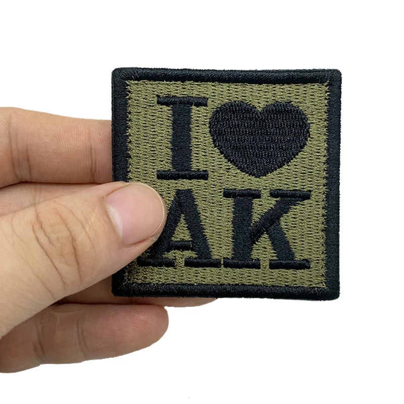 

I LOVE AK embroidered Velcro patch hook and loop military Tactical Applique for Uniform Clothing Armband Backpack Accessory