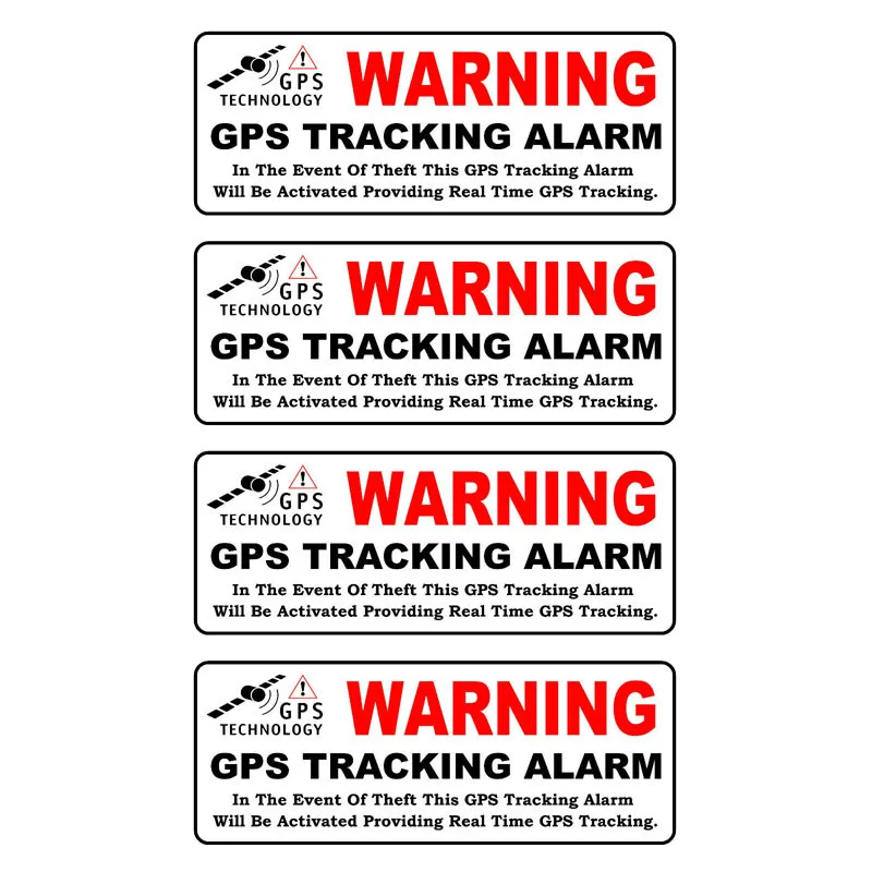 

Warning car sticker 10CM*4CM 4X Car Sticker WARNING GPS TRACKING ALARM Personality Decal Vinyl