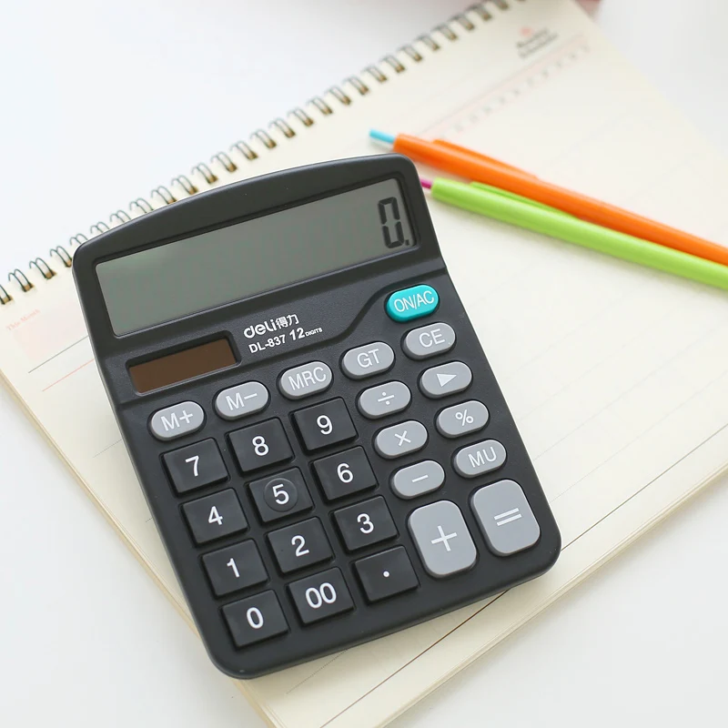 

Dual Power Portable Desktop Calculator 12 Digits Large Screen Desktop Computer Black Calculadora Office School Supplies Caneta