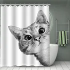 Розовая занавеска для душа с изображением кота и животных, занавеска для ванной комнаты, комплект душевой занавески, коврики для ванной, набор ковриков для ванной комнаты, занавеска для душа