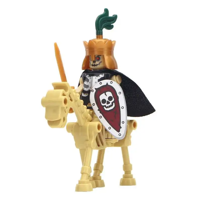 

10PCS Medieval Undead Skull Knight Mini Soldier Clone Minifigure Accessories Children DIY Soldier Figurines Building Block Toys
