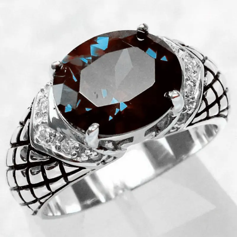 

Antique Engagement Ring Blue Zircon Big Rings For Women Men Boho Austrian Crystal Wedding Ring Party Jewelry