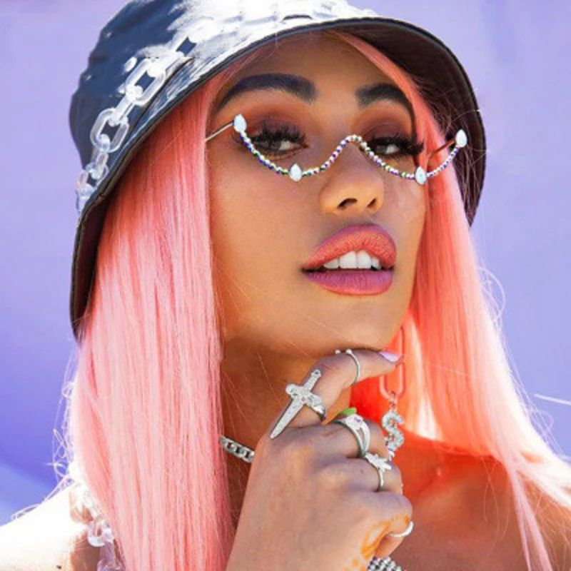 Модные стразы металлические очки для женщин 2020 Роскошные линзы со стразами